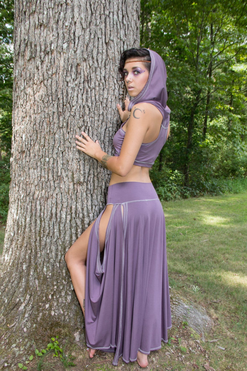 Kara Maxi Tribal Skirt with Draped Side Openings, Bellydance, Fairy, Festival, Exotic, Burning Man, Ceremonial Fantasy Costume, Other Colors