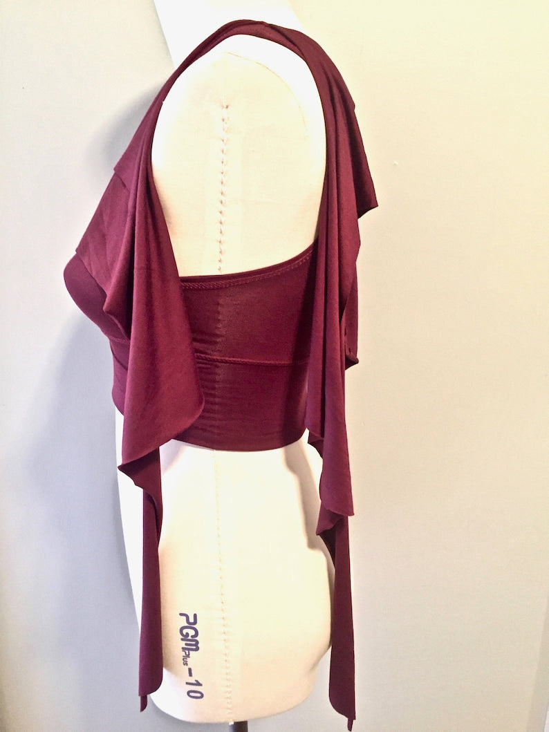Kayleigh Tendril Top, Cowl Neck Crop Top - Summer Boho Elven Fairy Bellydance Tribal Priestess Playa Flower Child Costume, Other Colors