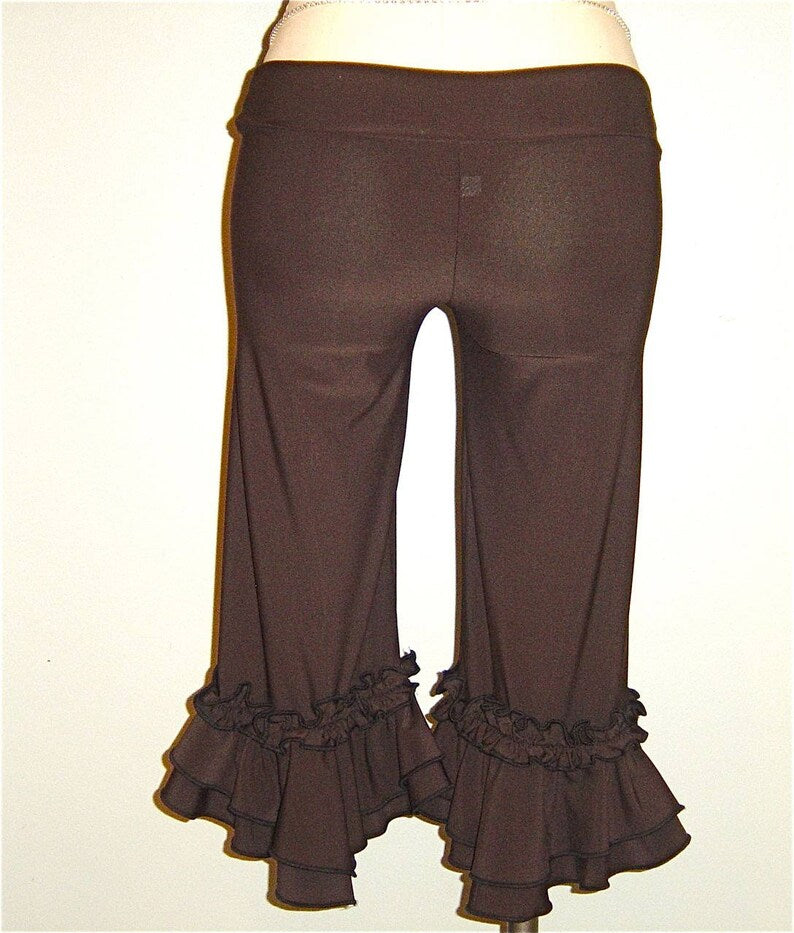 Ruffle Capri Pants, Pantaloons, Salsa Pants, Bellydance, Pirate, Steampunk, Cabaret, Vaudeville, Victorian, Costume