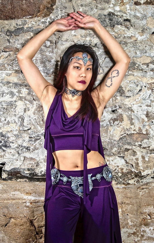 Kayleigh Tendril Top, Cowl Neck Crop Top - Summer Boho Elven Fairy Bellydance Tribal Priestess Playa Flower Child Costume, Other Colors