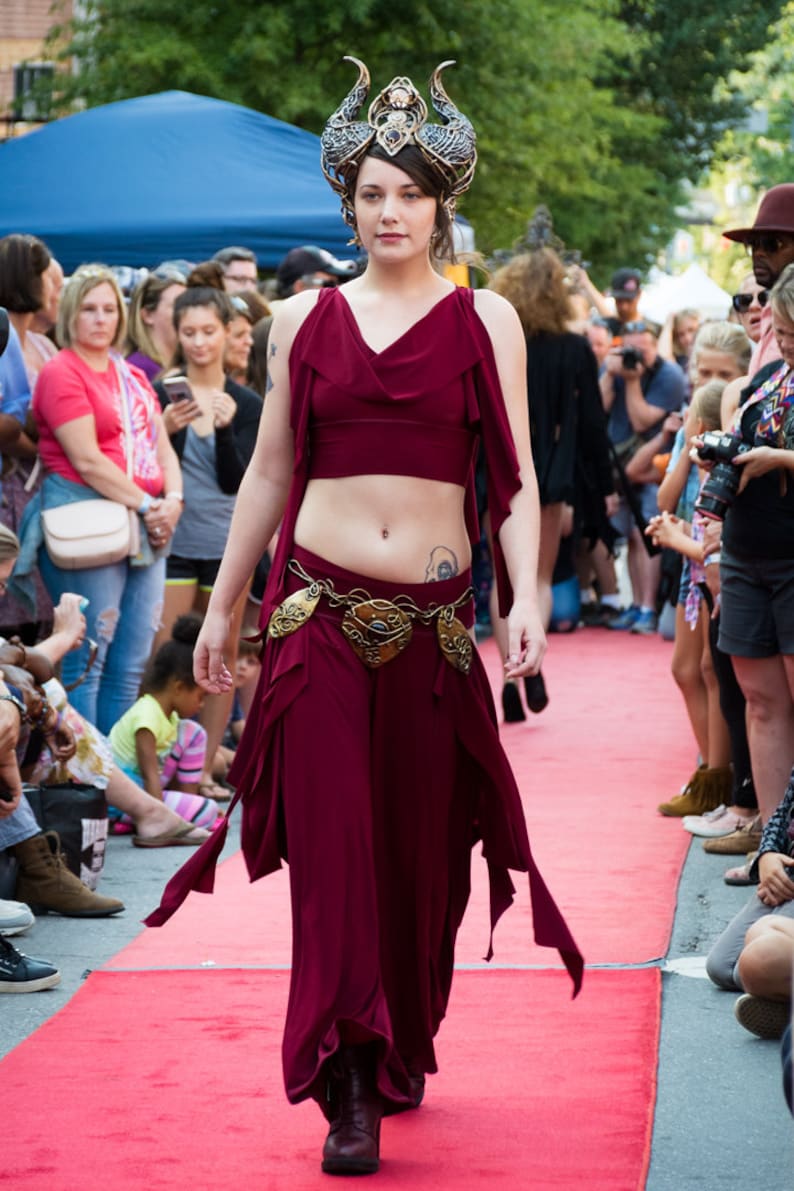 Kayleigh Tendril Top, Cowl Neck Crop Top - Summer Boho Elven Fairy Bellydance Tribal Priestess Playa Flower Child Costume, Other Colors
