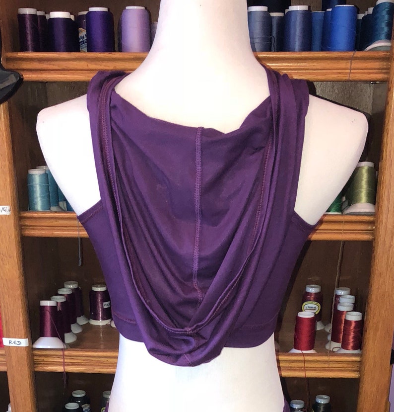 Emma Hooded Crop Top, Midriff Racerback Tank Hoodie, Yoga, Athletic, Elven, Fairy, Burning Man, Fesitval Costume, Other Colors
