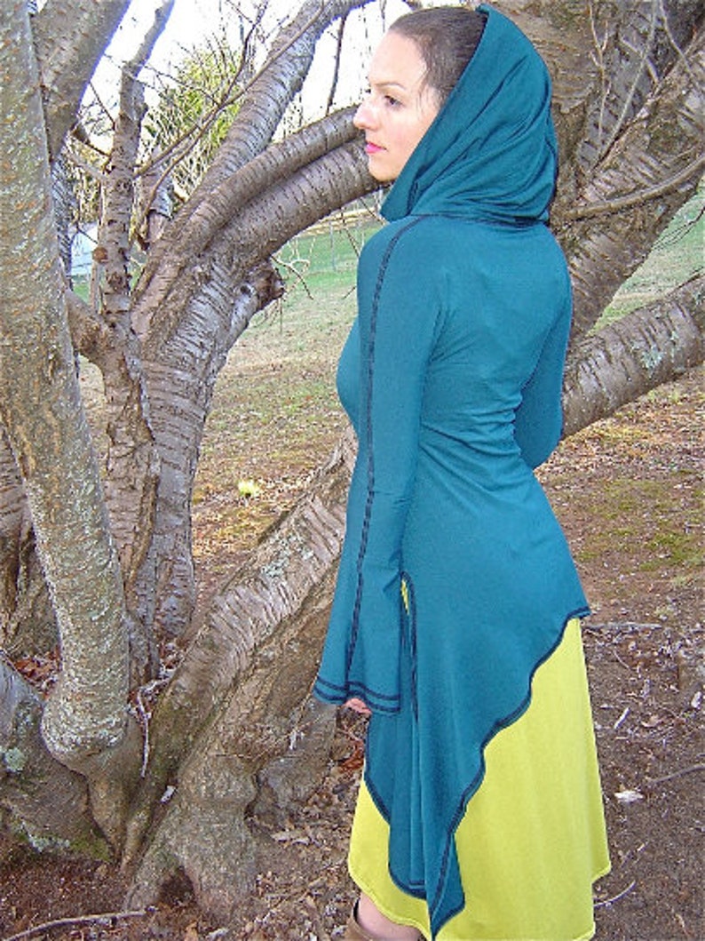 Arwen Cowl Neck Dress, Long Sleeve Hooded Tunic, Renaissance, Medieval Costume, Elven, Other Colors