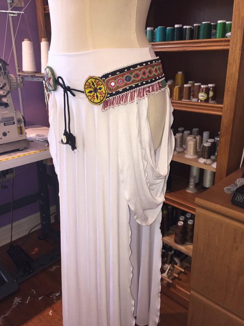 Juliet Maxi Tribal Skirt with Open Sides and Drapings, Bellydance, Burning Man Playa Wear, Burlesque, Goddess Costume, more colors