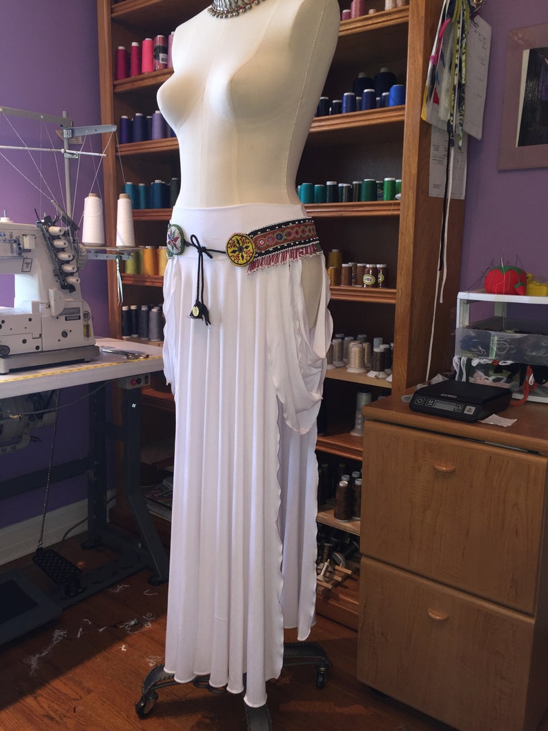Juliet Maxi Tribal Skirt with Open Sides and Drapings, Bellydance, Burning Man Playa Wear, Burlesque, Goddess Costume, more colors
