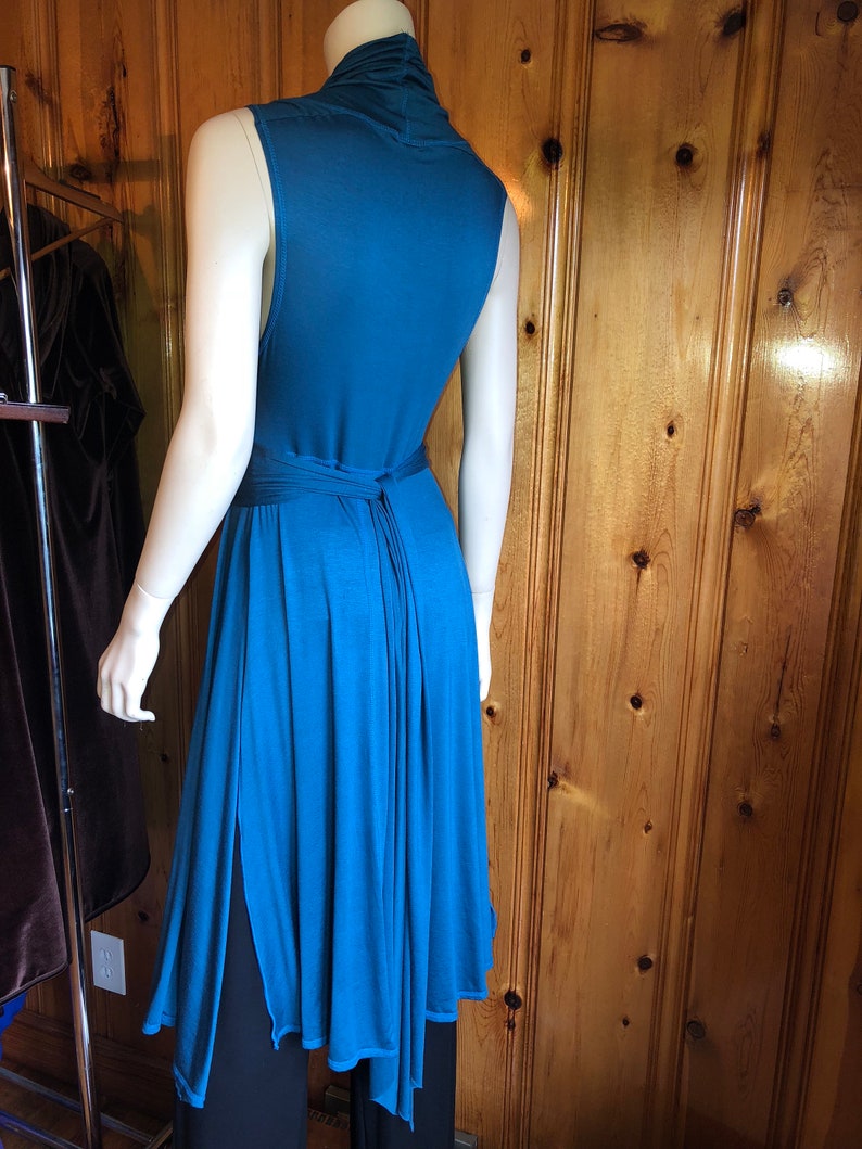 Josephine Sleeveless Maxi Wrap Jacket, Lightweight, Cowl neck, Elegant Boho, Empire waist, Lyrical dance costume, Fantasy Fairy Elven Nymph