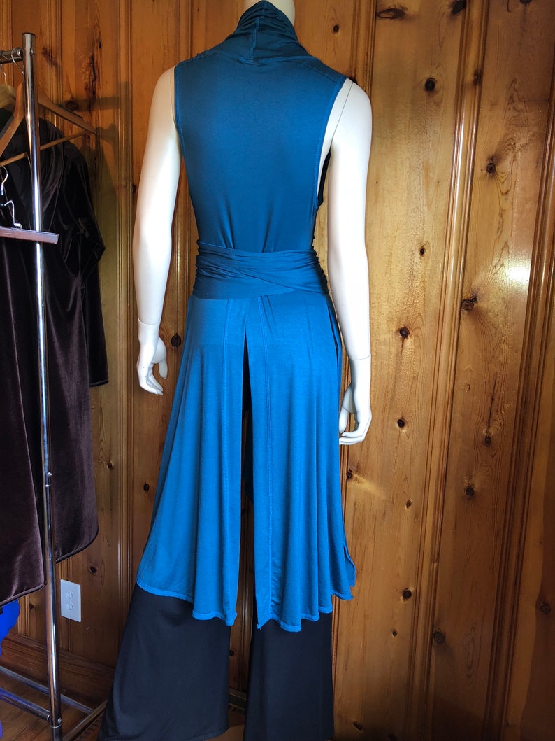 Josephine Sleeveless Maxi Wrap Jacket, Lightweight, Cowl neck, Elegant Boho, Empire waist, Lyrical dance costume, Fantasy Fairy Elven Nymph
