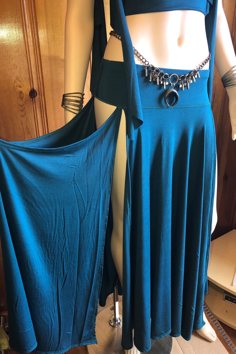 Kara Maxi Tribal Skirt with Draped Side Openings, Bellydance, Fairy, Festival, Exotic, Burning Man, Ceremonial Fantasy Costume, Other Colors