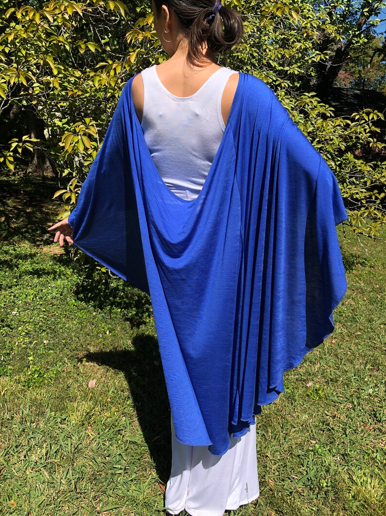 Tantra Halter Cardigan Festival Top, Soft, Fluid, Draping, Cobalt Blue Tencel Fine Knit Fabric, Beach Cover-Up, Dancewear, Cape
