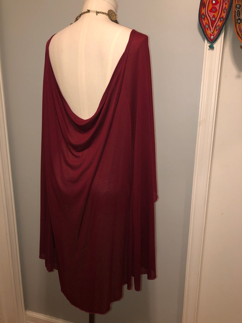 Tantra Halter Cardigan Festival Top/Skirt, Soft, Fluid, Lightweight, Draping, Burgundy Tencel Fine Knit, Beach Cover-Up, Dancewear, Cape