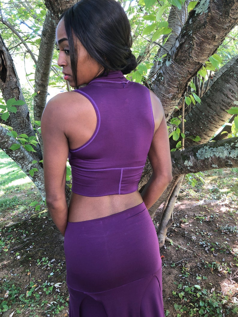 Cowl Neck Crop Top, Soft Stretch Modal, Festival Boho Top, Stretch Knit. Sleeveless, Racer Back, Other Colors