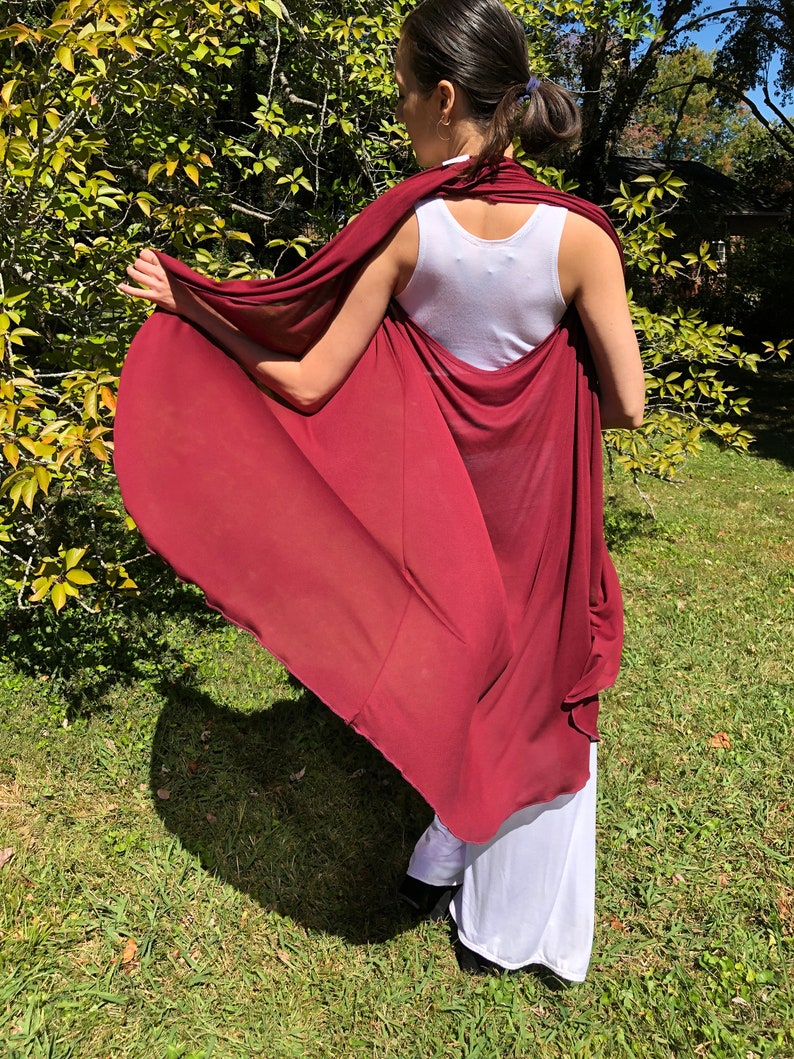 Tantra Halter Cardigan Festival Top/Skirt, Soft, Fluid, Lightweight, Draping, Burgundy Tencel Fine Knit, Beach Cover-Up, Dancewear, Cape