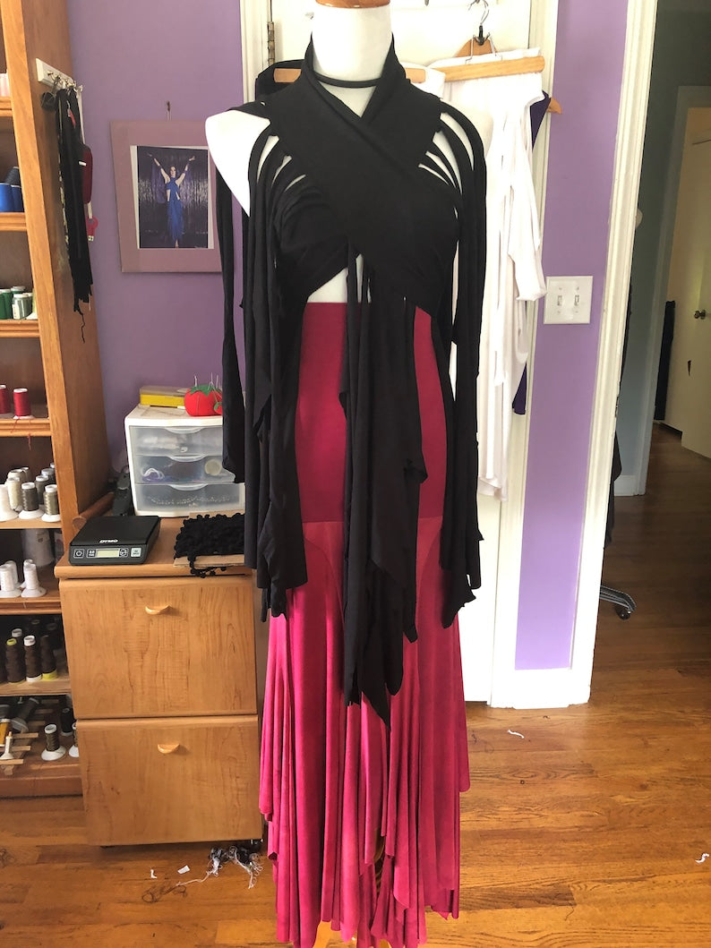 Ragamuffin Bellydance Wrap Skirt Belt, Tattered Tribal Fringe Layering Skirt, Rave, Fairy, Witch Costume, Adjustable, Other Colors