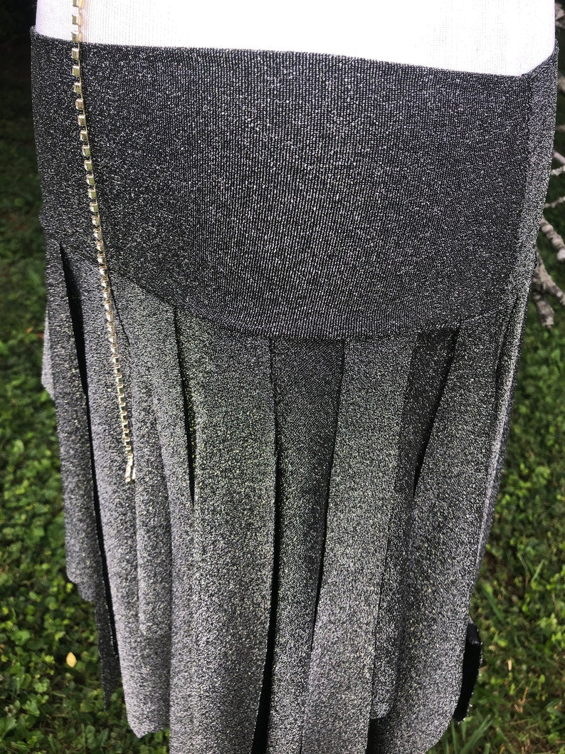 Silver Sparkle Ragamuffin Fairy Skirt, Stretch Lurex Danceskirt, Burning Man, Festival, Tribal Costume, Elven, Cabaret Bellydance, Boho