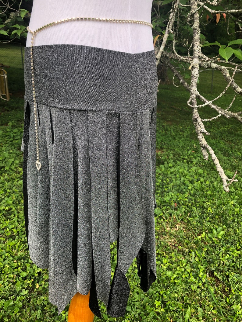 Silver Sparkle Ragamuffin Fairy Skirt, Stretch Lurex Danceskirt, Burning Man, Festival, Tribal Costume, Elven, Cabaret Bellydance, Boho