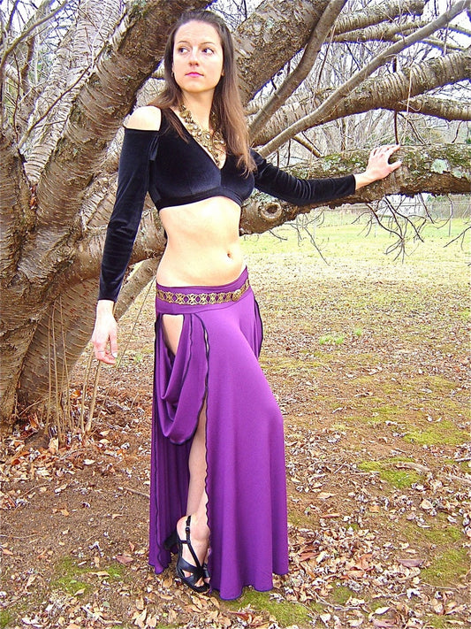 Juliet Maxi Tribal Skirt with Open Sides and Drapings, Bellydance, Burning Man Playa Wear, Burlesque, Goddess Costume, more colors