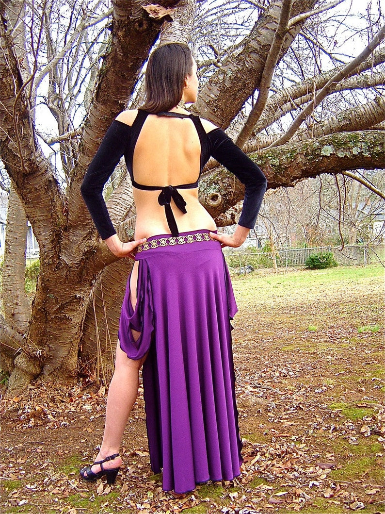 Juliet Maxi Tribal Skirt with Open Sides and Drapings, Bellydance, Burning Man Playa Wear, Burlesque, Goddess Costume, more colors