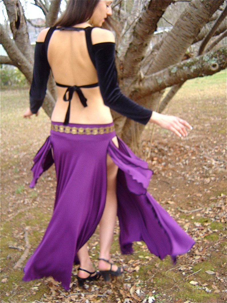 Juliet Maxi Tribal Skirt with Open Sides and Drapings, Bellydance, Burning Man Playa Wear, Burlesque, Goddess Costume, more colors