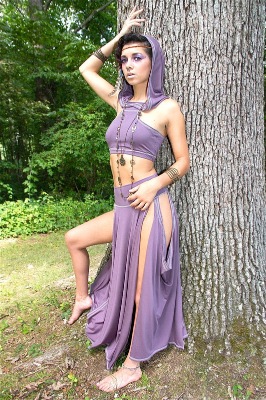 Kara Maxi Tribal Skirt with Draped Side Openings, Bellydance, Fairy, Festival, Exotic, Burning Man, Ceremonial Fantasy Costume, Other Colors
