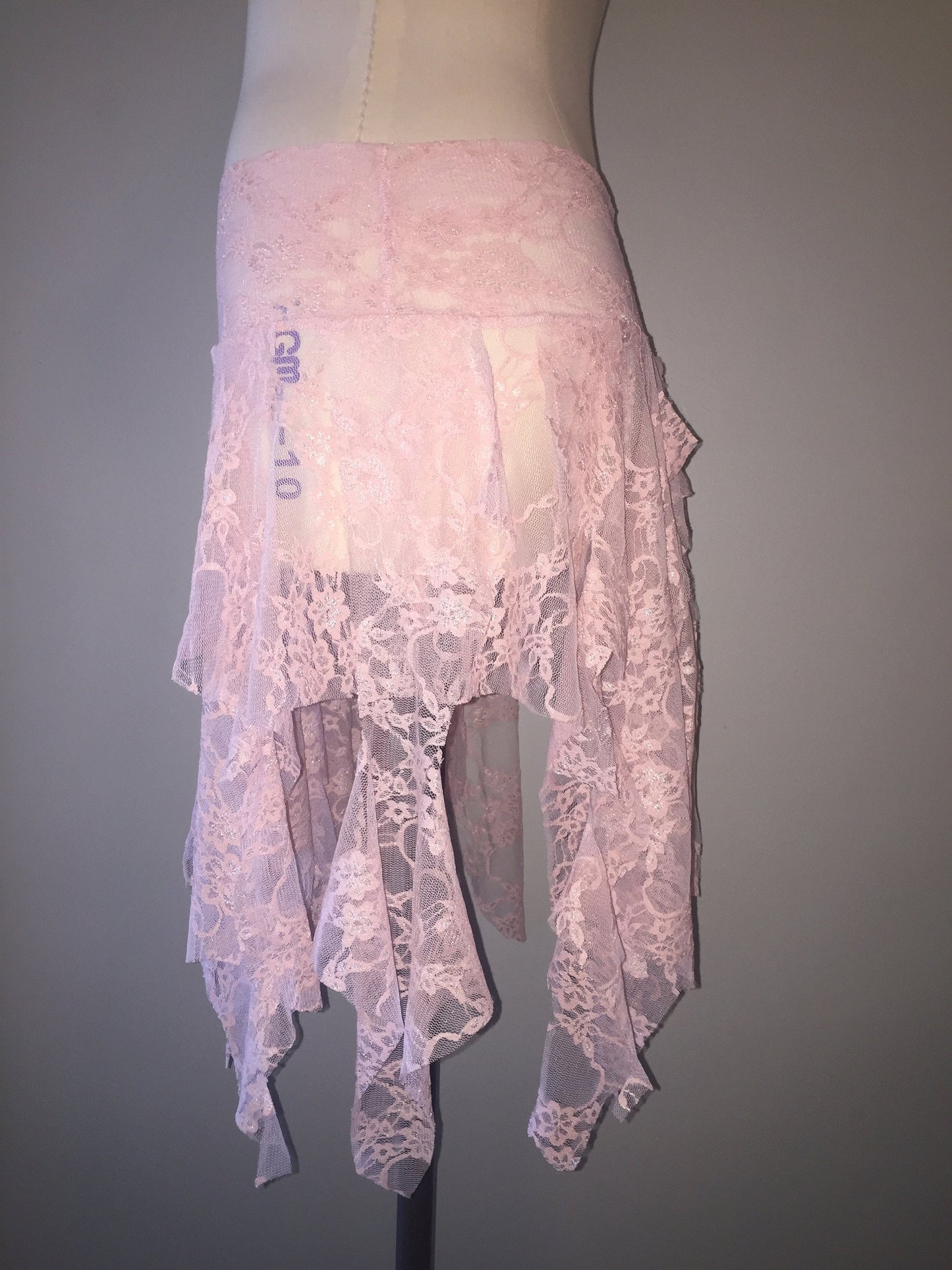 Ragamuffin Tattered Fairy Skirt Top in Stretch Lace, Lingerie Bridal, Boudoir, Fairy Couture, Angel, Dance Costume, Pink Black White Purple