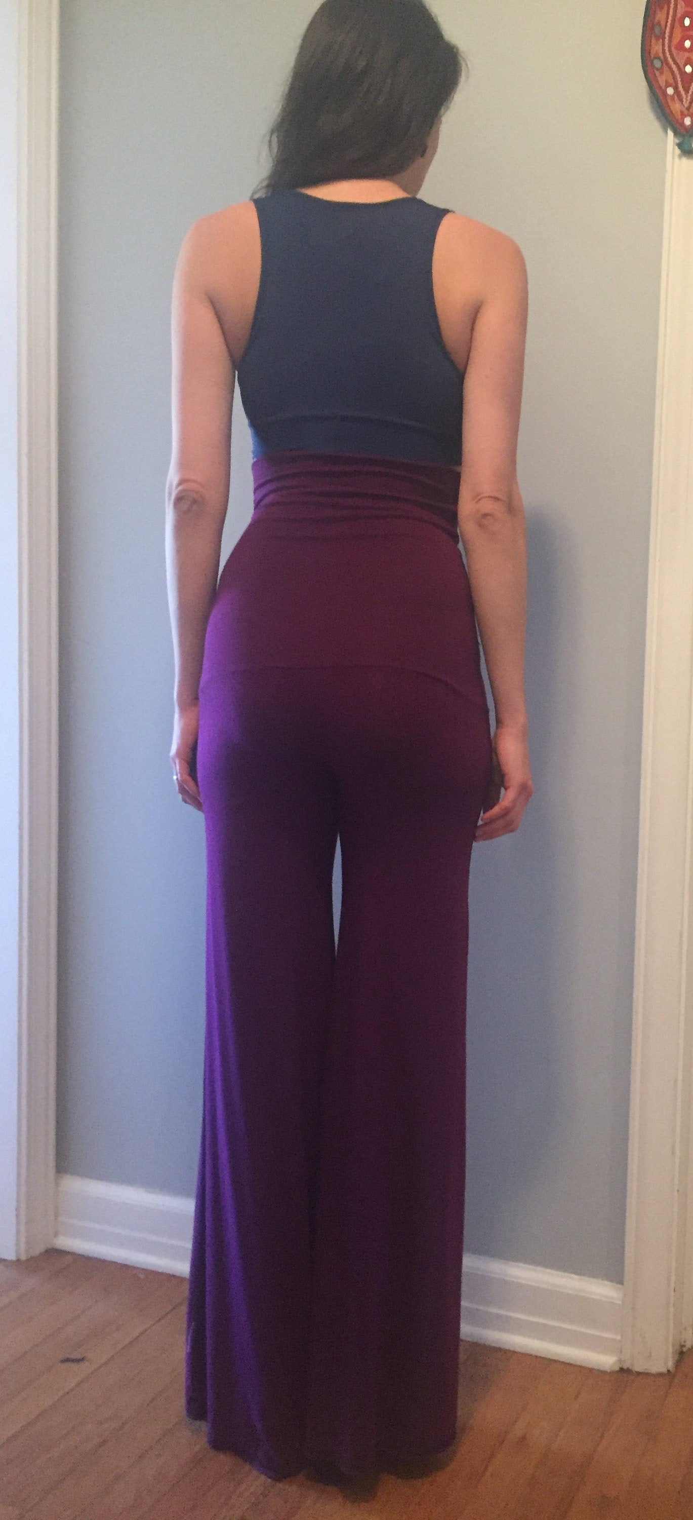 High Waisted Flow Pants - Fold over waistband, Wide Leg, Festival Dancepants, Boho Hippie 70s, Other Colors