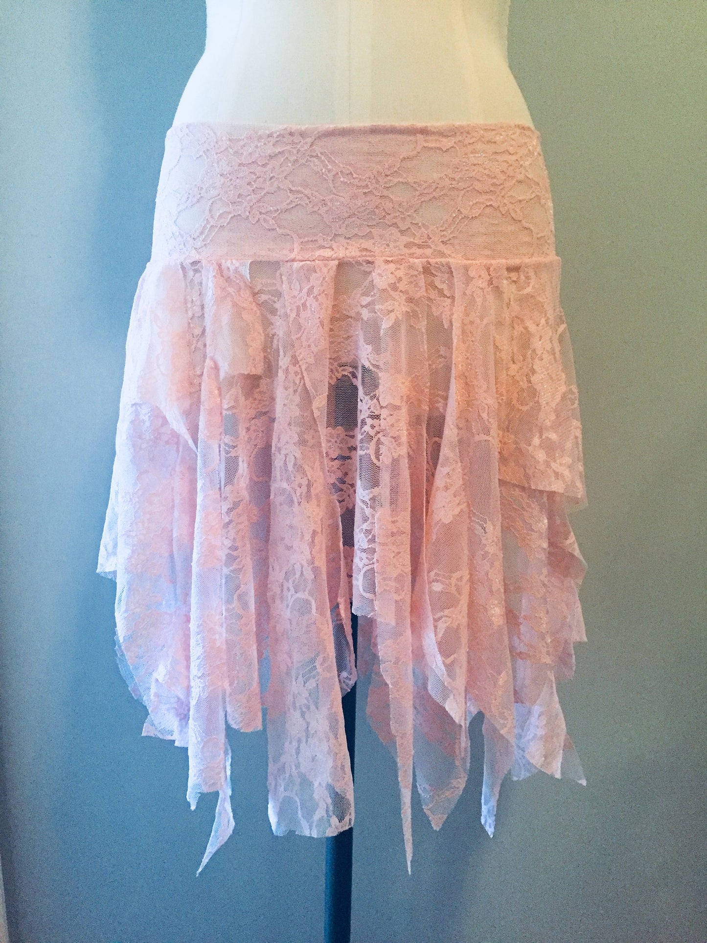 Ragamuffin Tattered Fairy Skirt Top in Stretch Lace, Lingerie Bridal, Boudoir, Fairy Couture, Angel, Dance Costume, Pink Black White Purple