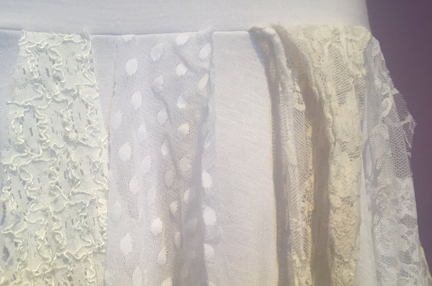 Ragamuffin Fairy Skirt in Lace and Modal, White & Cream, Also Top or Scarf, Tattered Skirt, Angel Fairy Nymph Costume, Boho, Danceskirt