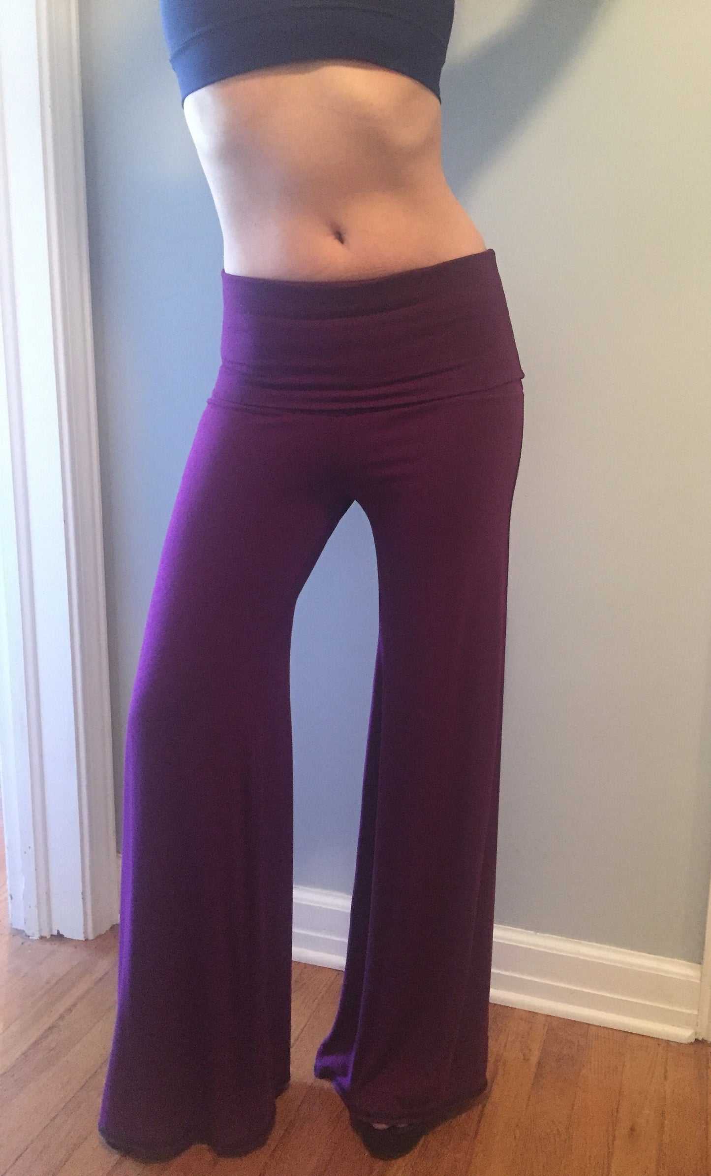 High Waisted Flow Pants - Fold over waistband, Wide Leg, Festival Dancepants, Boho Hippie 70s, Other Colors