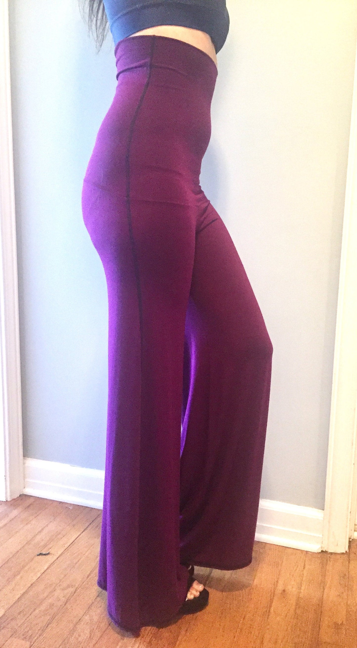 High Waisted Flow Pants - Fold over waistband, Wide Leg, Festival Dancepants, Boho Hippie 70s, Other Colors