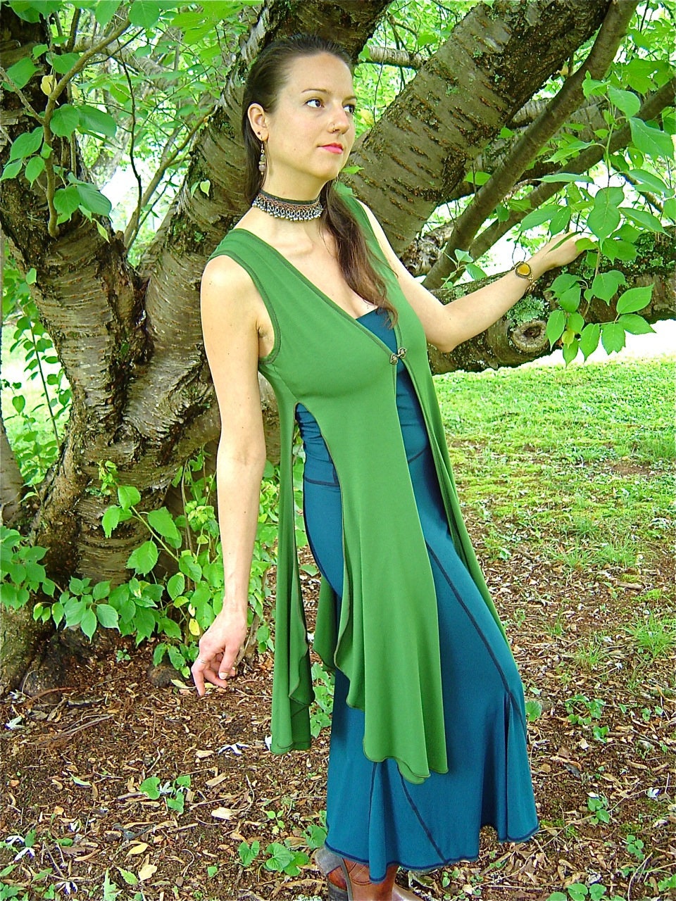 Leianna Sleevless Robe Maxi Vest Layering Top Cover Up, Dancewear, Fairy Coat, Playa Wear, Boho Flower Child, Festival, Resort