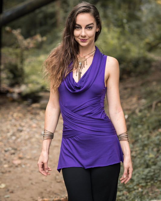 Athena Sleeveless Infinity Top, Cowl neck, Faux wraps, Underbust tie, Grecian shoulder drapes, other colors | Priestess Goddess Ceremonial