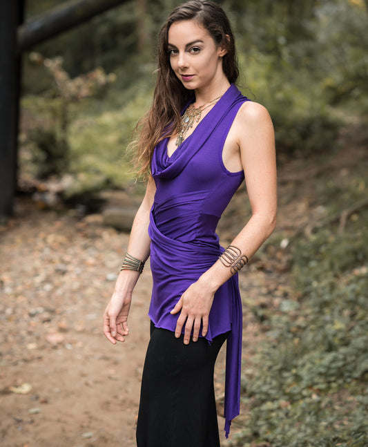 Athena Sleeveless Infinity Top, Cowl neck, Faux wraps, Underbust tie, Grecian shoulder drapes, other colors | Priestess Goddess Ceremonial