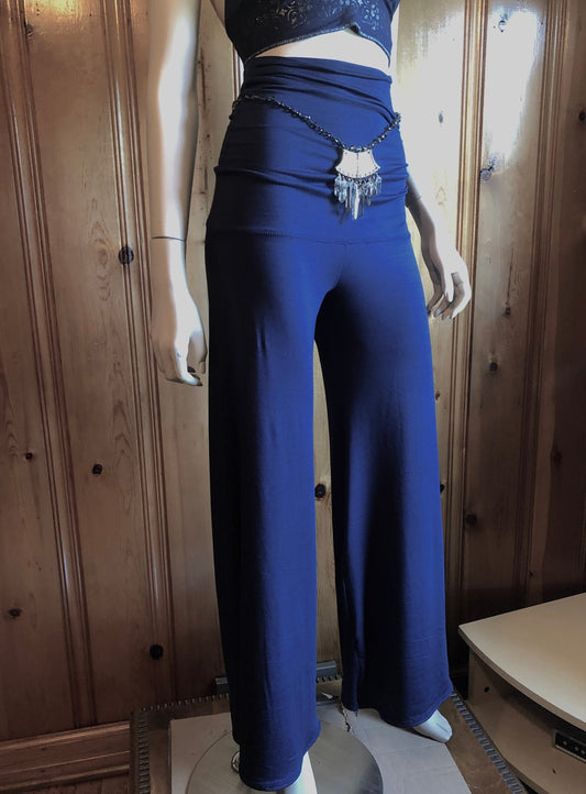 High Waisted Flow Pants - Fold over waistband, Wide Leg,  Festival Dancepants, Boho Hippie 70s, Other Colors