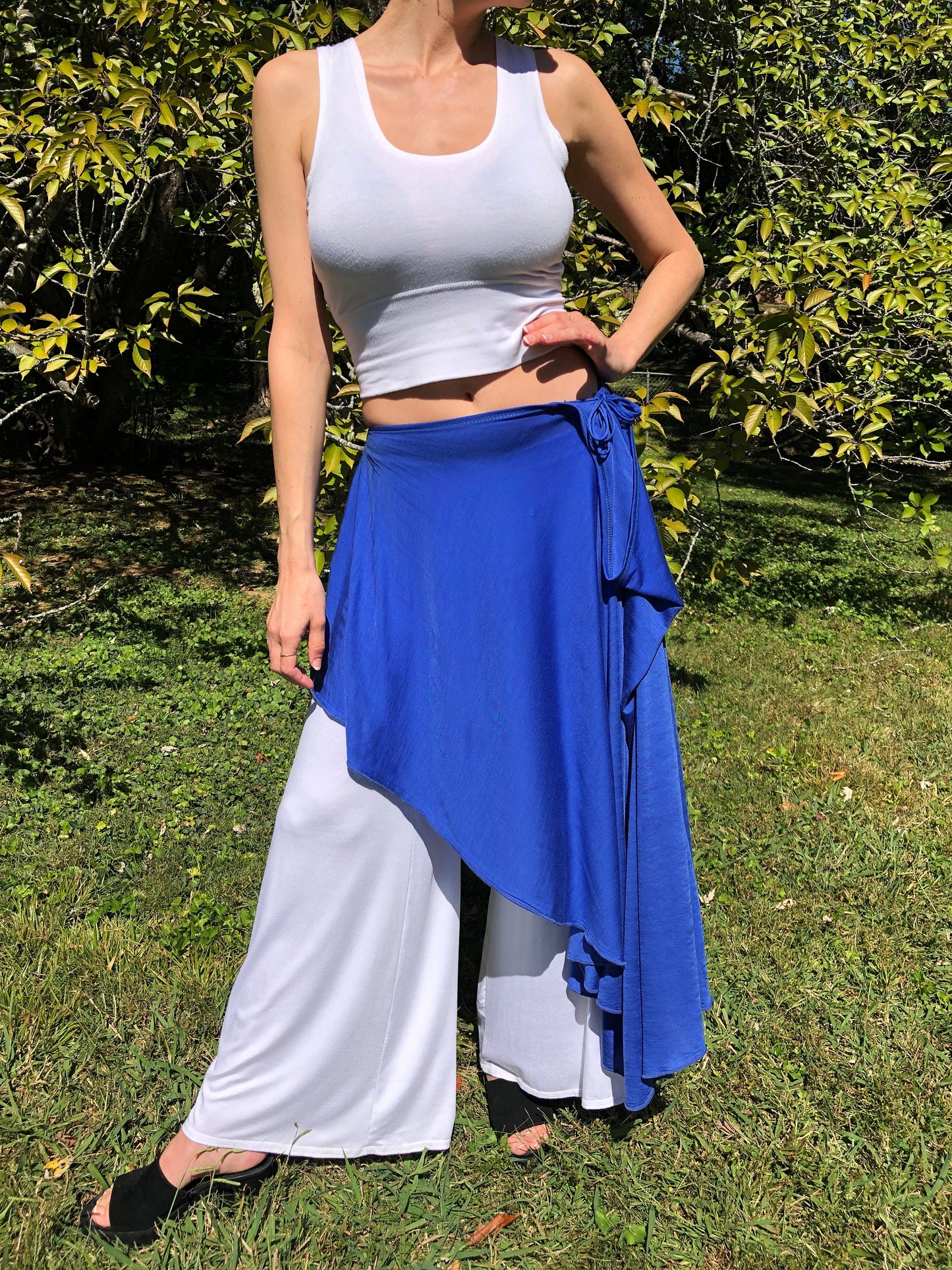 Tantra Halter Cardigan Festival Top, Soft, Fluid, Draping, Cobalt Blue Tencel Fine Knit Fabric, Beach Cover-Up, Dancewear, Cape