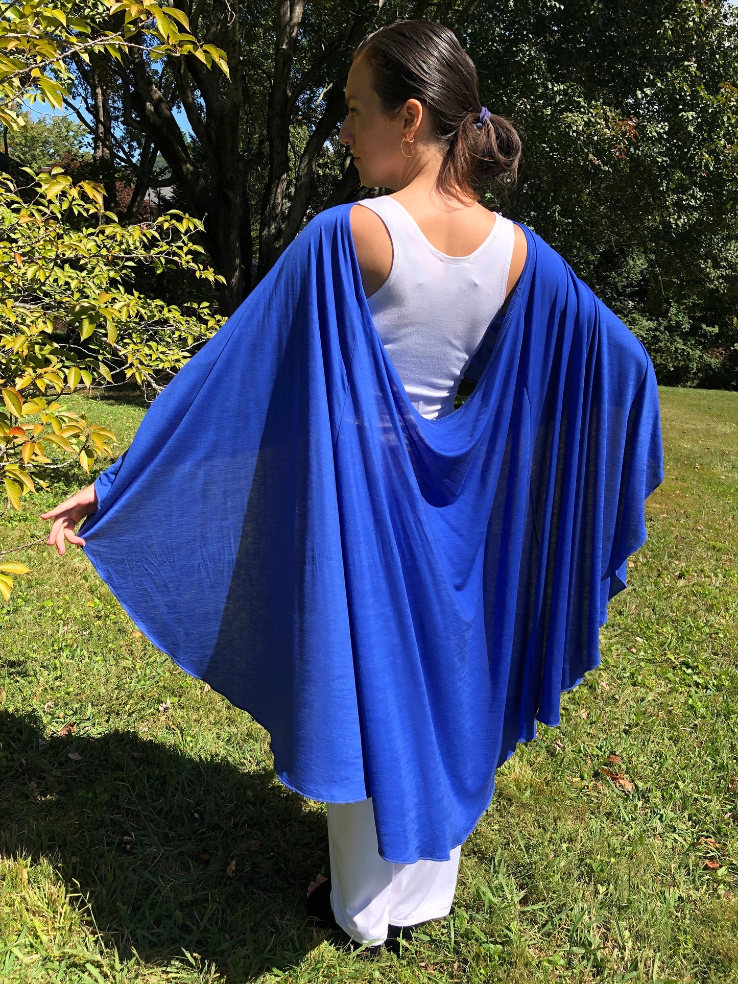 Tantra Halter Cardigan Festival Top, Soft, Fluid, Draping, Cobalt Blue Tencel Fine Knit Fabric, Beach Cover-Up, Dancewear, Cape