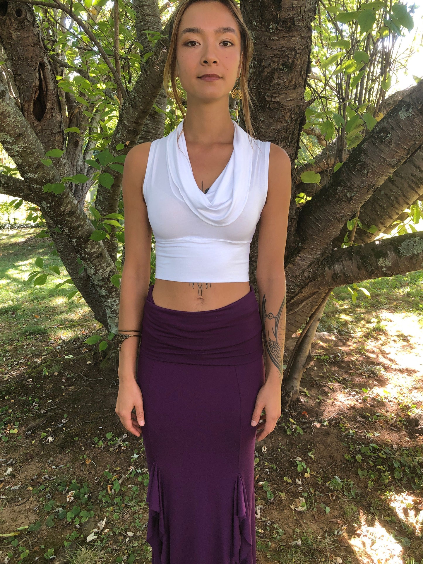 Cowl Neck Crop Top, Soft Stretch Modal, Festival Boho Top, Stretch Knit. Sleeveless, Racer Back, Other Colors