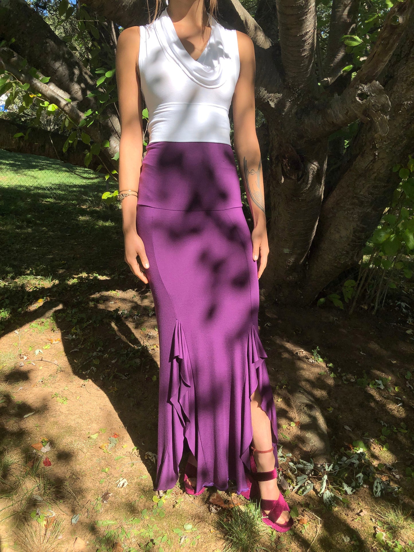 The Vivienne Knee Flounce Skirt In Soft Stretch Modal, Longline Or Scrunch Down Waistband, Boho, Fairy, Festival, Dance Skirt, Other Colors