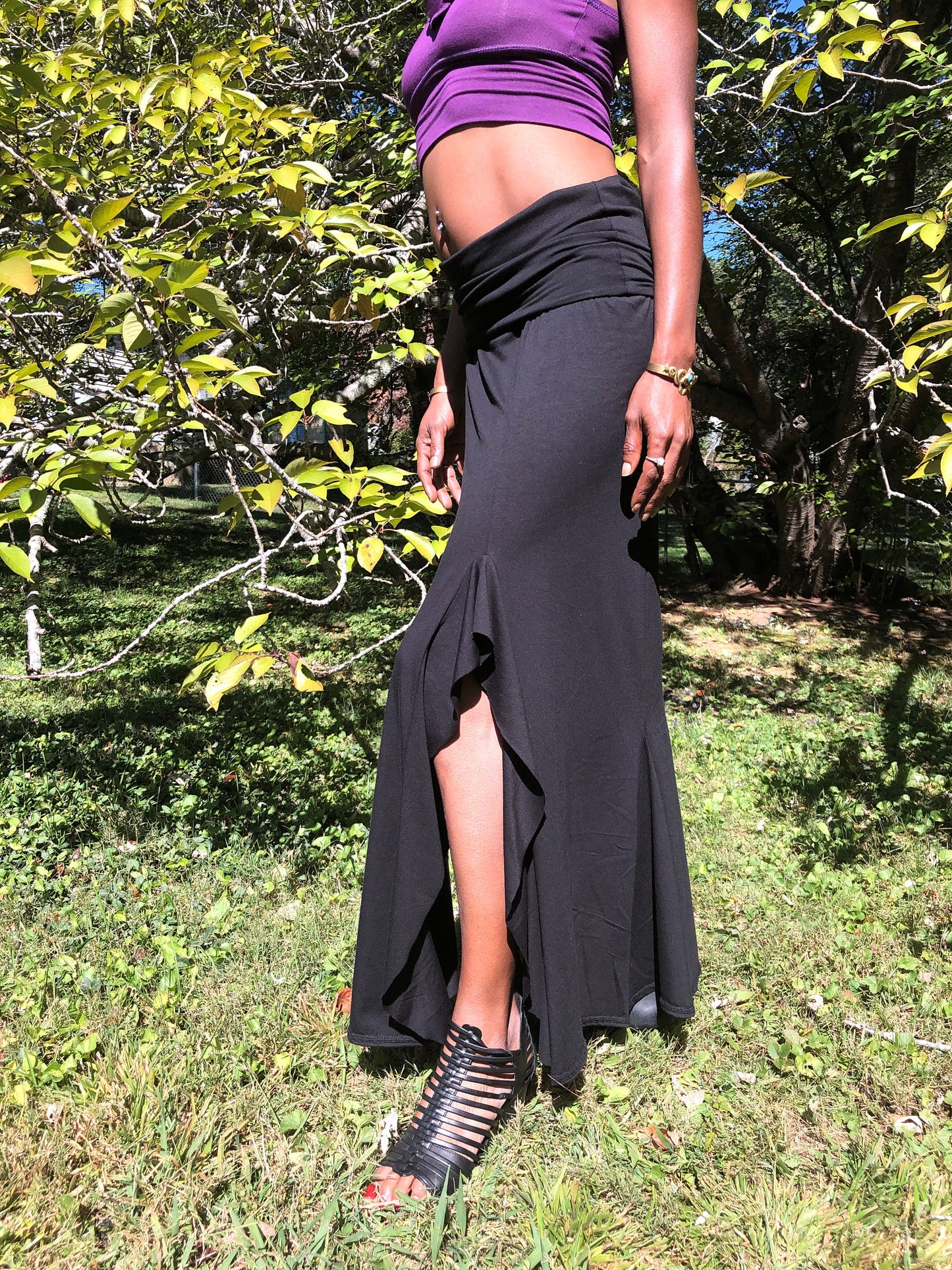 The Vivienne Knee Flounce Skirt In Soft Stretch Modal, Longline Or Scrunch Down Waistband, Boho, Fairy, Festival, Dance Skirt, Other Colors