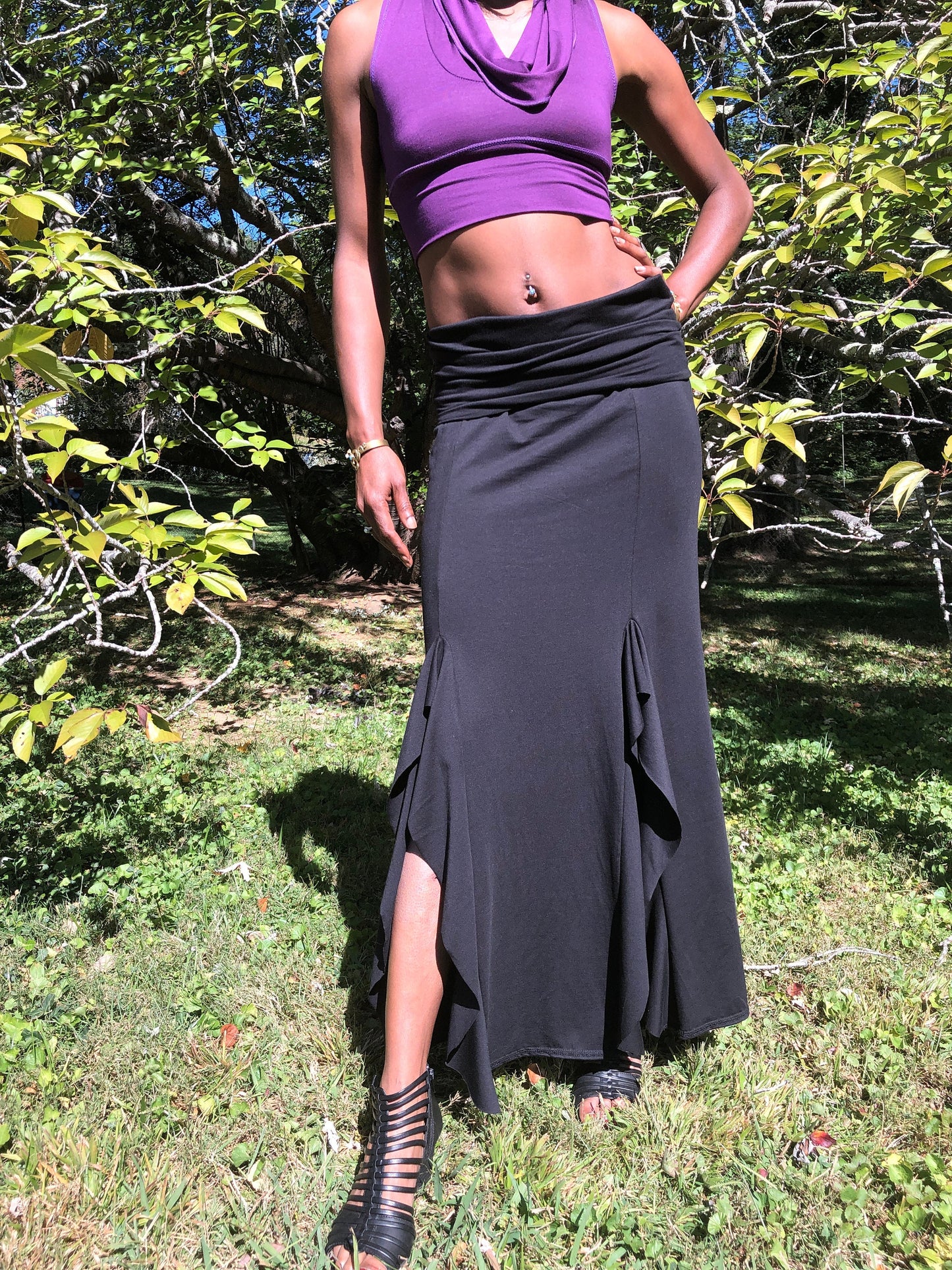The Vivienne Knee Flounce Skirt In Soft Stretch Modal, Longline Or Scrunch Down Waistband, Boho, Fairy, Festival, Dance Skirt, Other Colors
