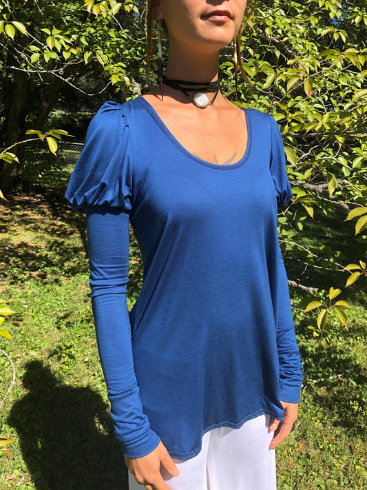 Bridgerton Regency Top, Jane Austen Style, Long Puffed Sleeves, Open Neckline, Relaxed or Close Fit, Soft Stretch Modal, Elven, Other Colors