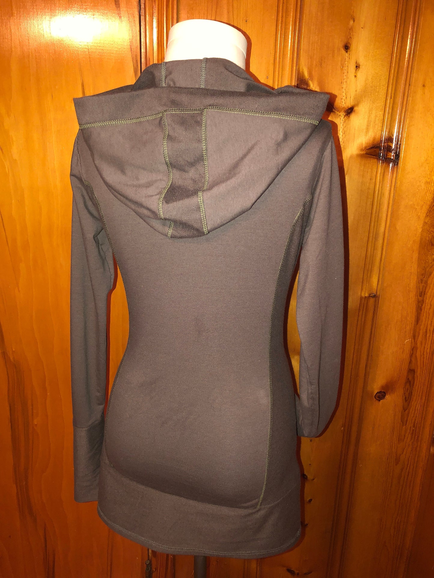 Cowl Hoodie Sweatshirt, Stretch Cotton Terry, Shaped Torso, Kangaroo Pocket, Long Line Tunic, Long Sleeves, Scrunch Cuffs, Athleisure Fairy,