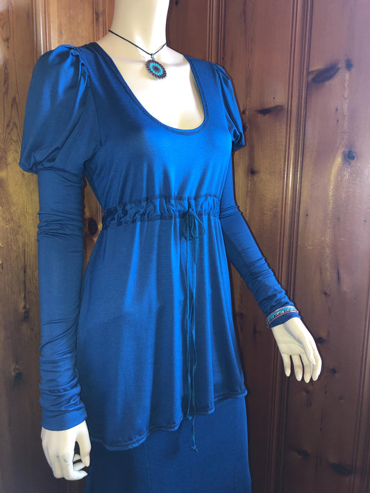 Pamela Baby Doll Top, Long Puffed Sleeves, Open Neckline, Drawstring Empire Line, Soft Feminine Stretch Modal, Other Colors