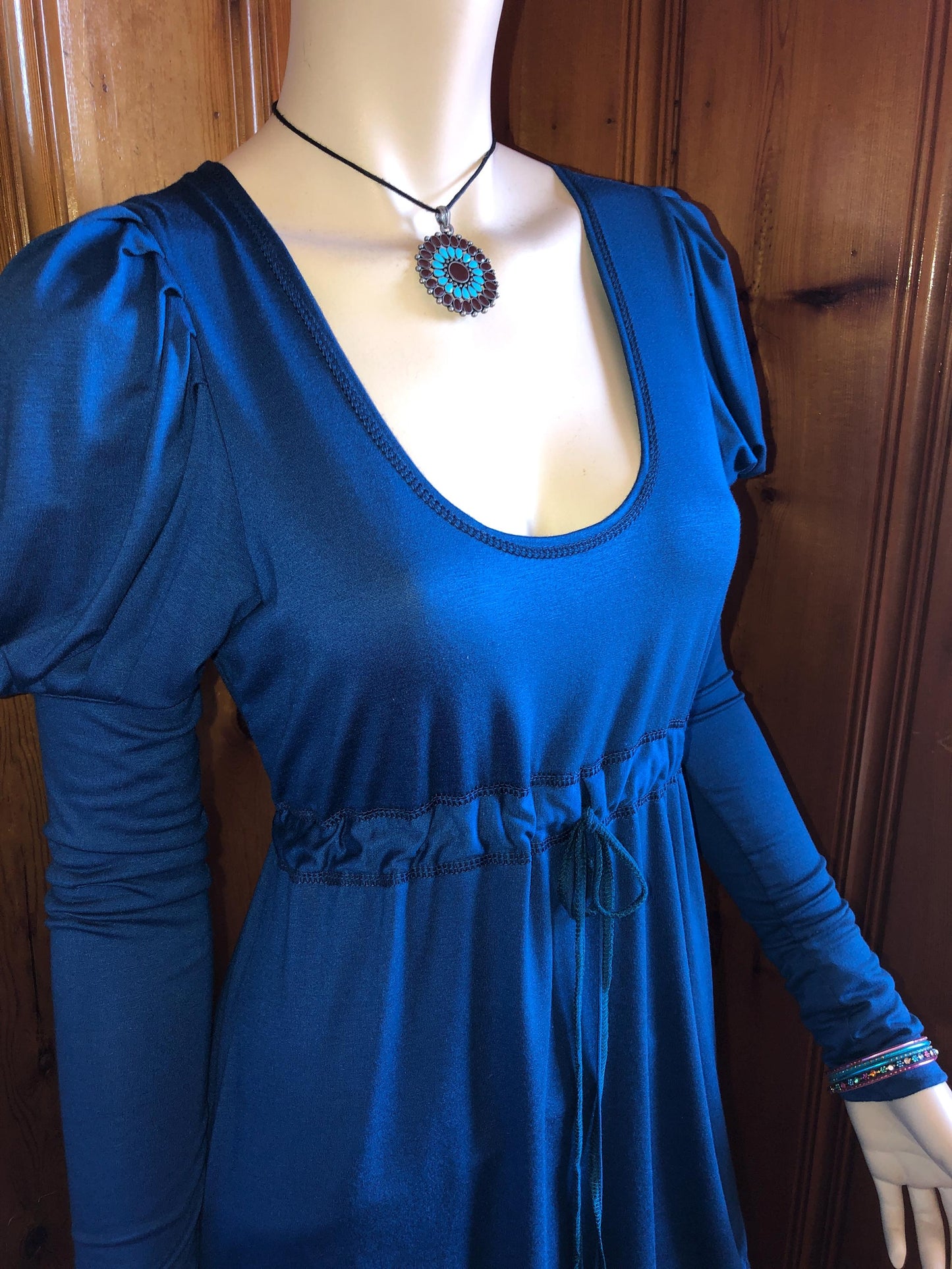 Pamela Baby Doll Top, Long Puffed Sleeves, Open Neckline, Drawstring Empire Line, Soft Feminine Stretch Modal, Other Colors