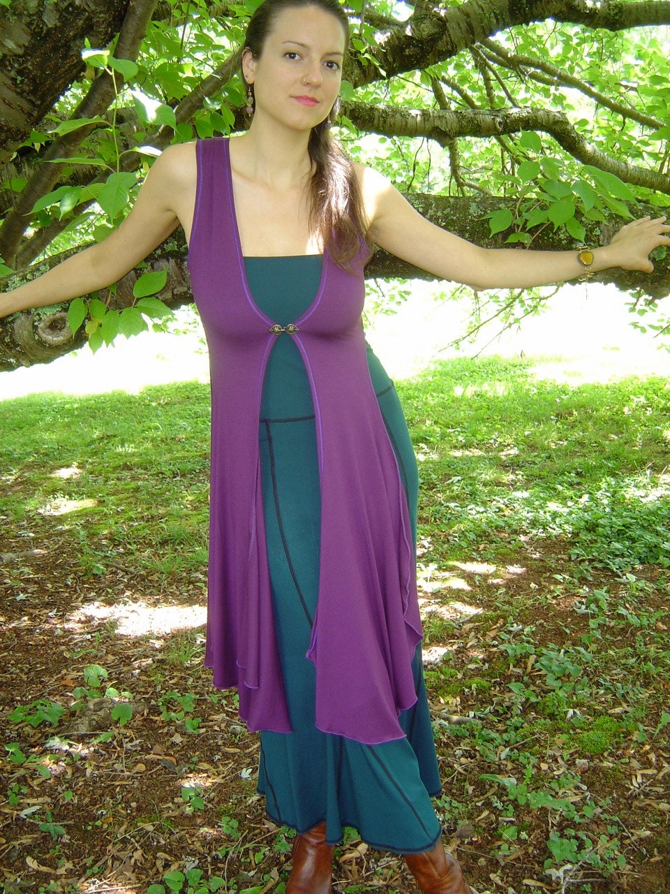 Leianna Sleevless Robe Maxi Vest Layering Top Cover Up, Dancewear, Fairy Coat, Playa Wear, Boho Flower Child, Festival, Resort