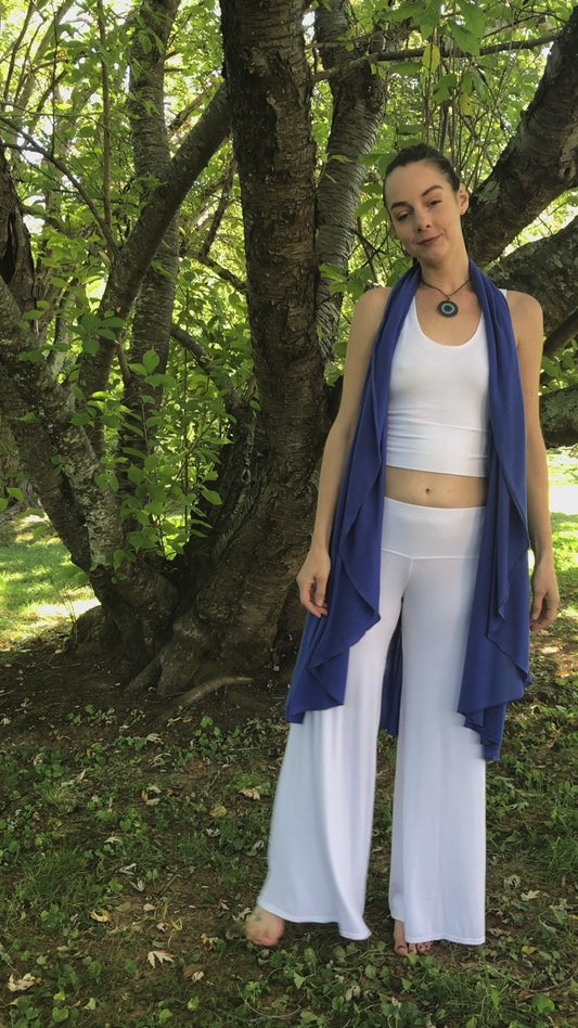 Tantra Halter Cardigan Festival Top,  Soft, Fluid, Draping, Cobalt Blue Tencel Fine Knit Fabric, Beach Cover-Up, Dancewear, Cape
