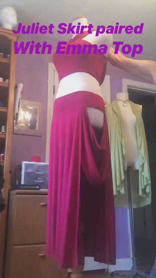 Juliet Maxi Tribal Skirt with Open Sides and Drapings, Bellydance, Burning Man Playa Wear, Burlesque, Goddess Costume, more colors