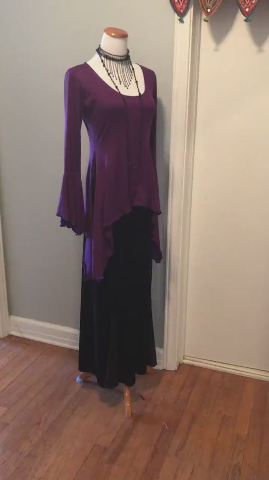 Dielle Long Sleeve Tunic, Flared Bell Sleeves, Side Slits, Woodland, Elven, Fairy, Romance, Medieval, Boho Top, Other Colors