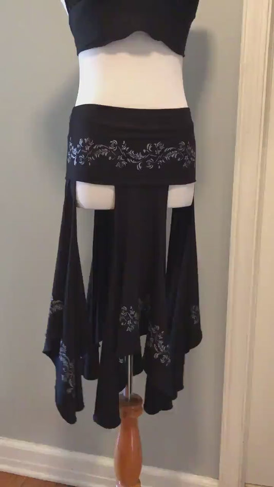 Isis Layering Skirt, Silver Hand Printed Costume, Tribal Skirt, Belly Dance Skirt Bohemian, Fairy Skirt, Festival Clothing, Other Colors