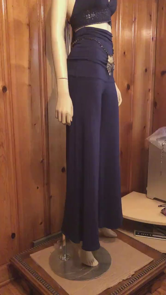 High Waisted Flow Pants - Fold over waistband, Wide Leg,  Festival Dancepants, Boho Hippie 70s, Other Colors