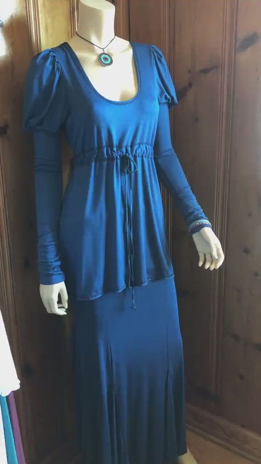 Pamela Baby Doll Top, Long Puffed Sleeves, Open Neckline, Drawstring Empire Line, Soft Feminine Stretch Modal, Other Colors